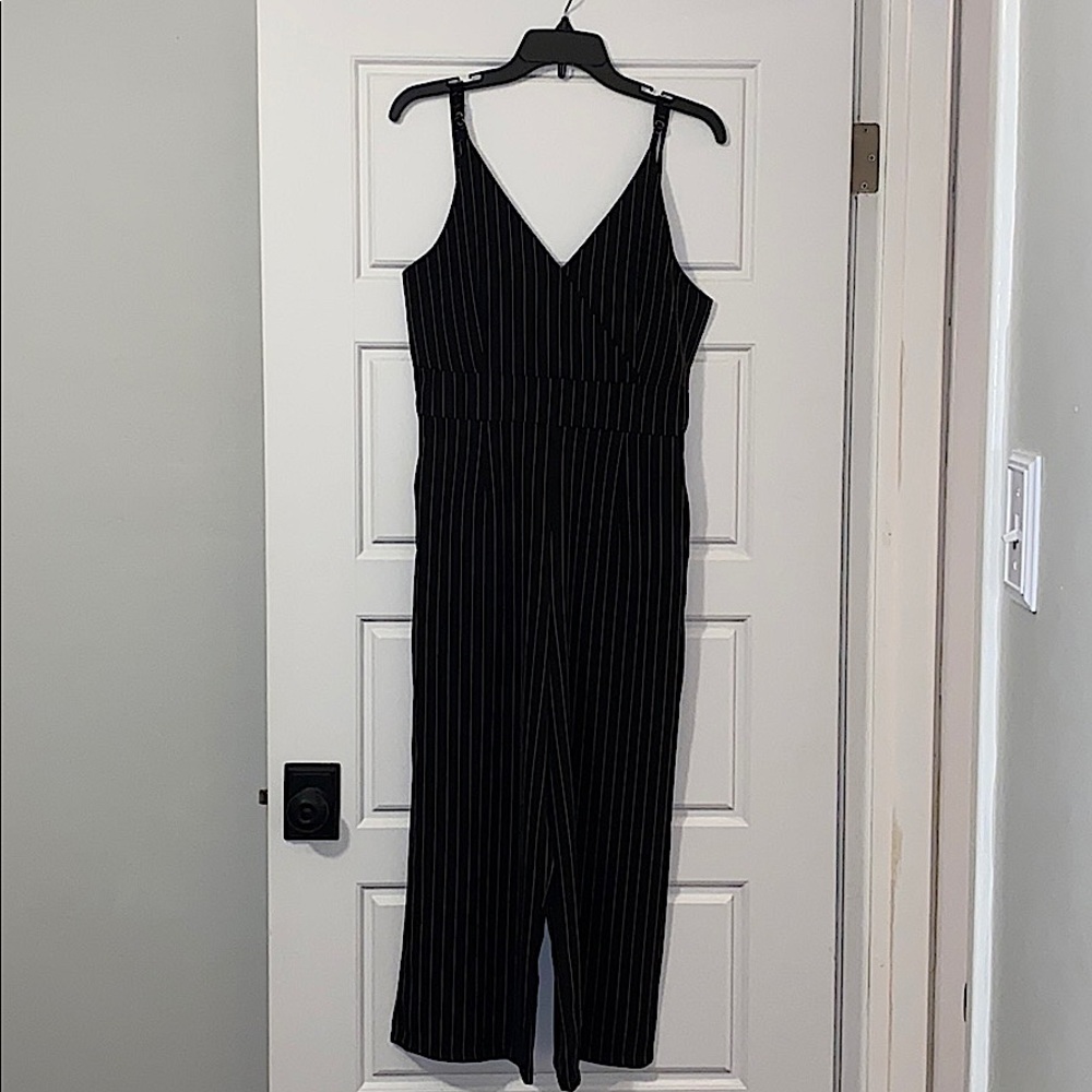 Sadie and Sage black pinstripe jumpsuit